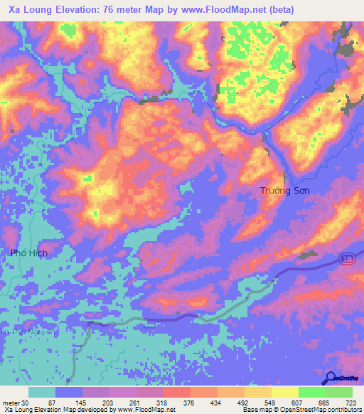 Xa Loung,Vietnam Elevation Map