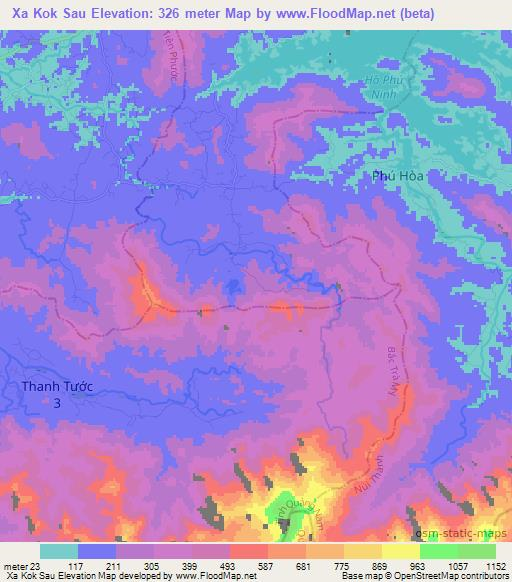 Xa Kok Sau,Vietnam Elevation Map