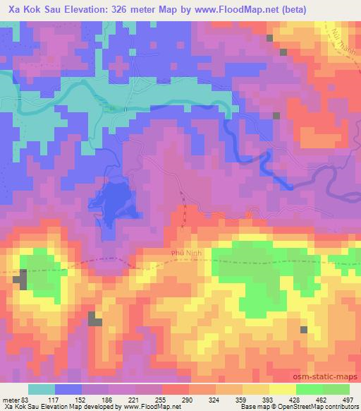 Xa Kok Sau,Vietnam Elevation Map