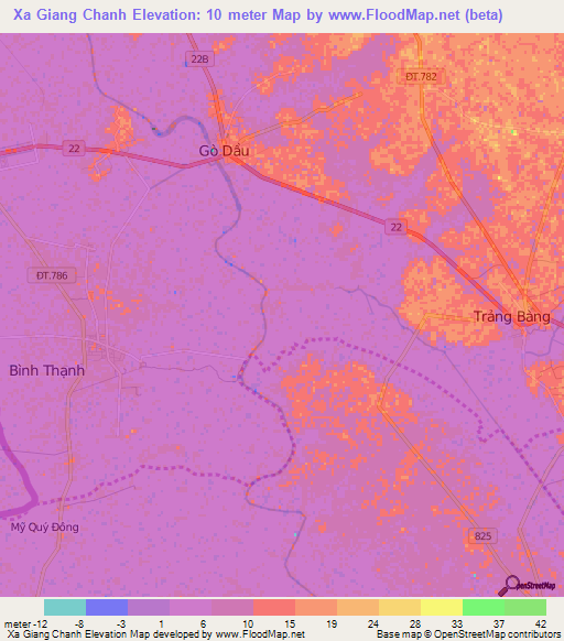 Xa Giang Chanh,Vietnam Elevation Map