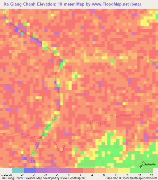 Xa Giang Chanh,Vietnam Elevation Map