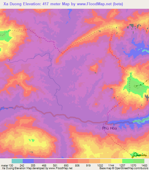 Xa Duong,Vietnam Elevation Map