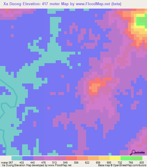 Xa Duong,Vietnam Elevation Map