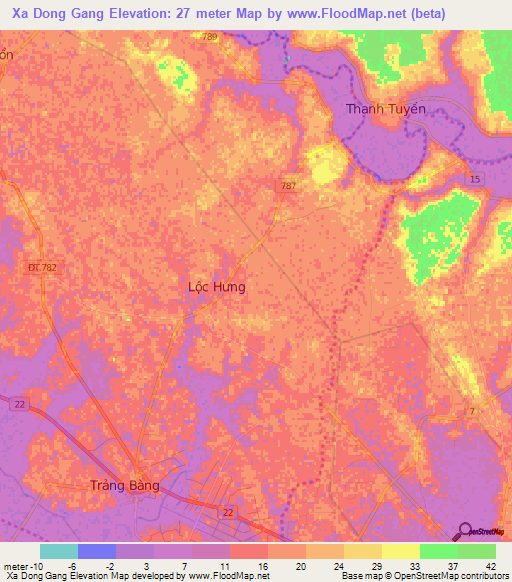 Xa Dong Gang,Vietnam Elevation Map