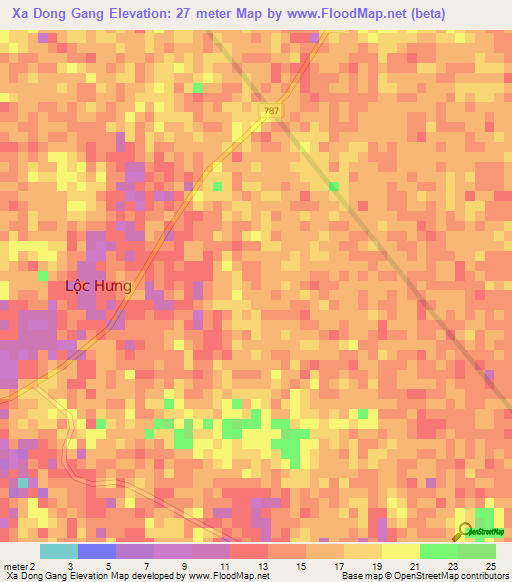 Xa Dong Gang,Vietnam Elevation Map