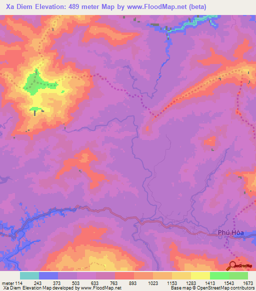 Xa Diem,Vietnam Elevation Map