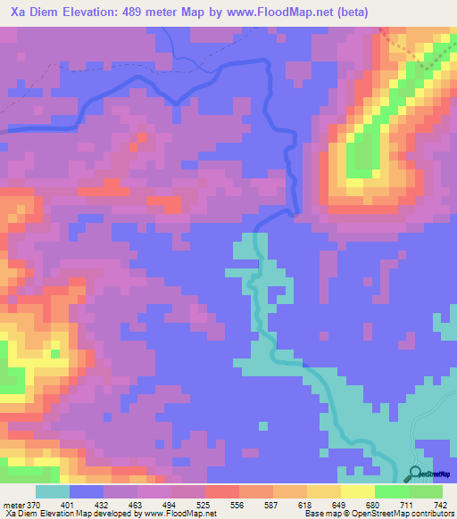 Xa Diem,Vietnam Elevation Map