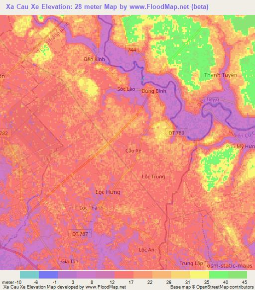 Xa Cau Xe,Vietnam Elevation Map