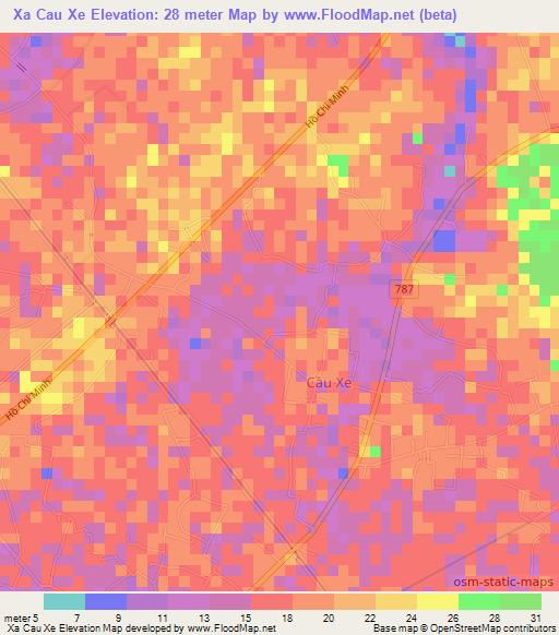 Xa Cau Xe,Vietnam Elevation Map