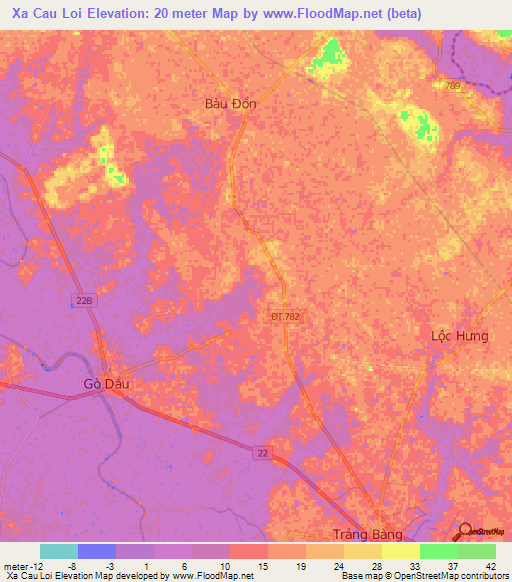 Xa Cau Loi,Vietnam Elevation Map