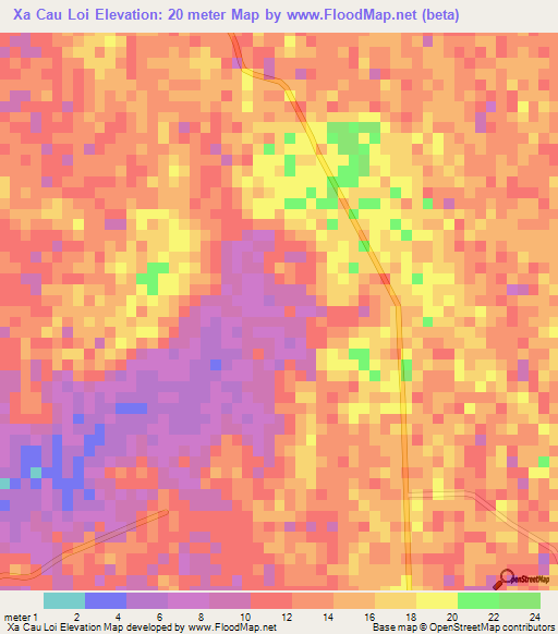 Xa Cau Loi,Vietnam Elevation Map