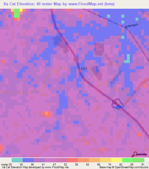 Xa Cat,Vietnam Elevation Map