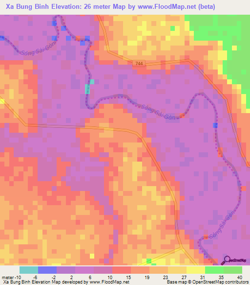 Xa Bung Binh,Vietnam Elevation Map