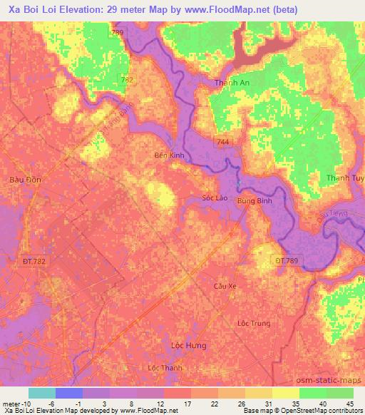 Xa Boi Loi,Vietnam Elevation Map