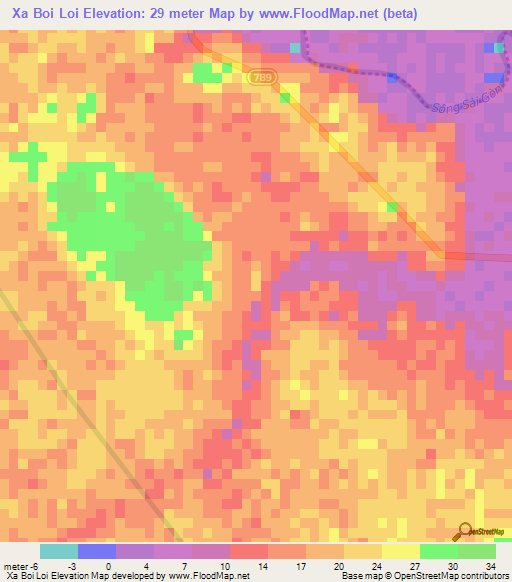 Xa Boi Loi,Vietnam Elevation Map