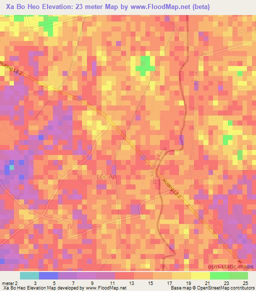 Xa Bo Heo,Vietnam Elevation Map