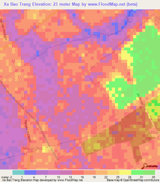 Xa Bao Trang,Vietnam Elevation Map