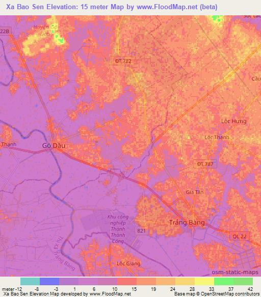 Xa Bao Sen,Vietnam Elevation Map