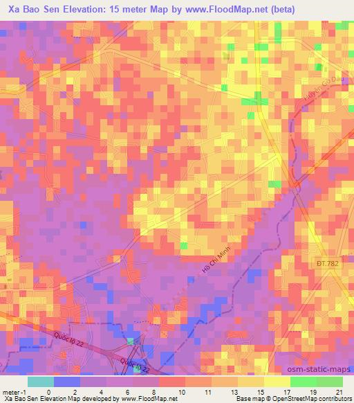 Xa Bao Sen,Vietnam Elevation Map