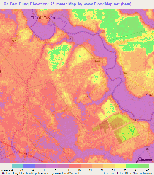 Xa Bao Dung,Vietnam Elevation Map