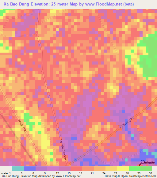 Xa Bao Dung,Vietnam Elevation Map