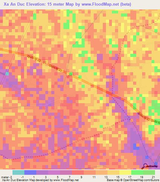 Xa An Duc,Vietnam Elevation Map