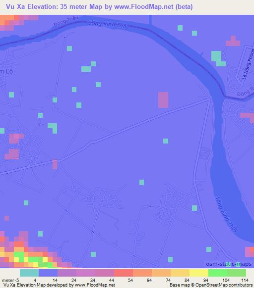 Vu Xa,Vietnam Elevation Map