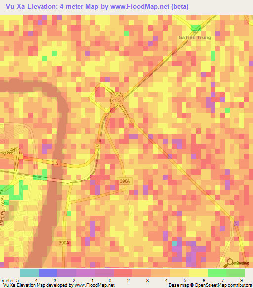 Vu Xa,Vietnam Elevation Map