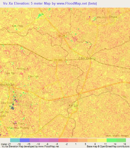 Vu Xa,Vietnam Elevation Map