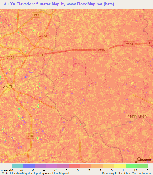 Vu Xa,Vietnam Elevation Map