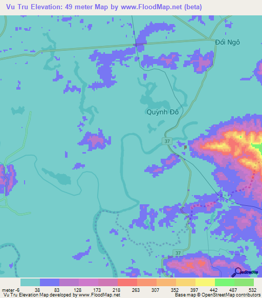 Vu Tru,Vietnam Elevation Map