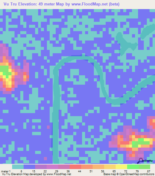 Vu Tru,Vietnam Elevation Map