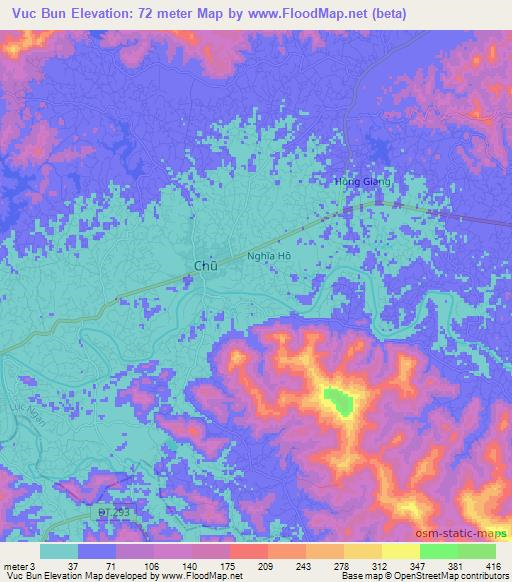 Vuc Bun,Vietnam Elevation Map