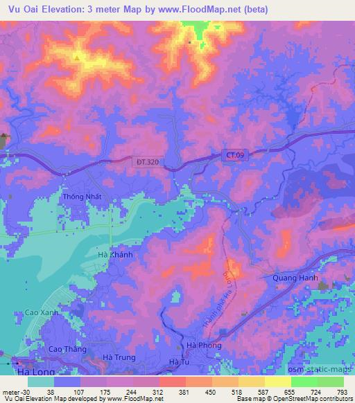 Vu Oai,Vietnam Elevation Map