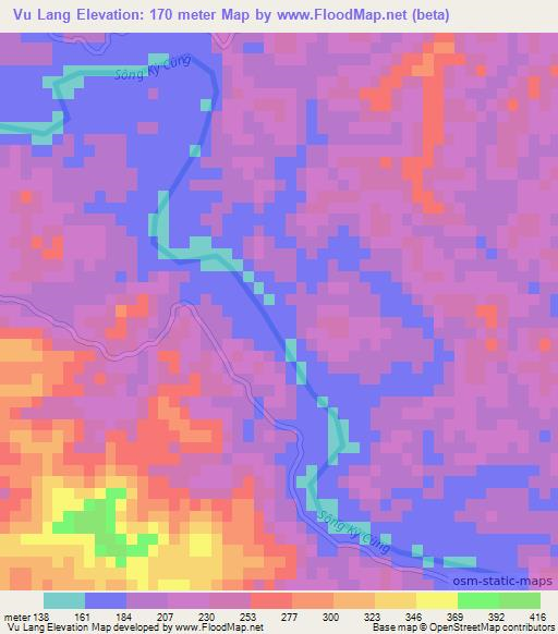 Vu Lang,Vietnam Elevation Map