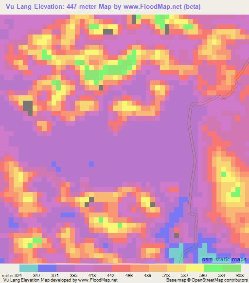 Vu Lang,Vietnam Elevation Map