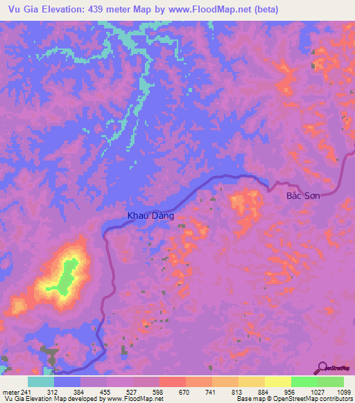 Vu Gia,Vietnam Elevation Map