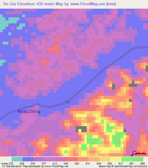 Vu Gia,Vietnam Elevation Map