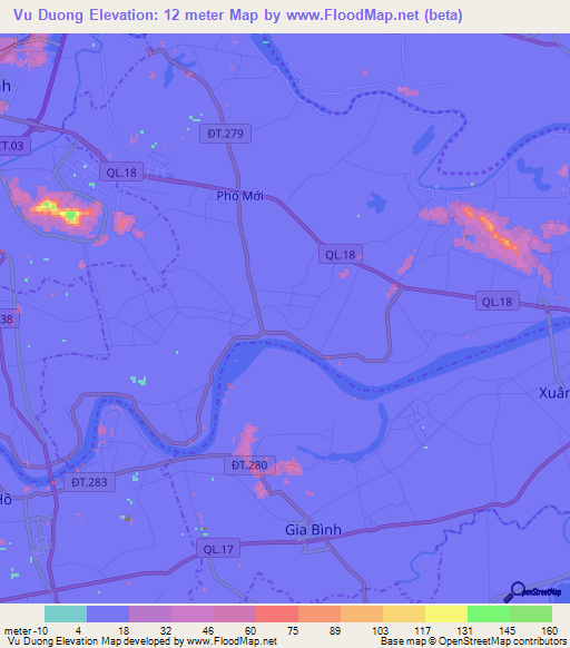 Vu Duong,Vietnam Elevation Map