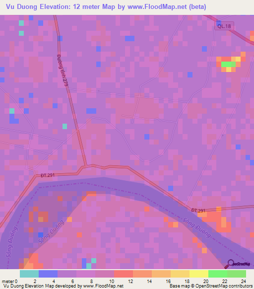 Vu Duong,Vietnam Elevation Map