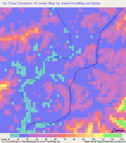 Vu Chua,Vietnam Elevation Map