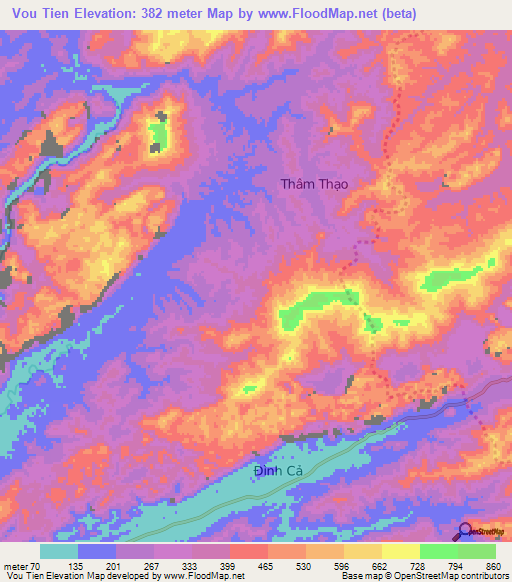 Vou Tien,Vietnam Elevation Map