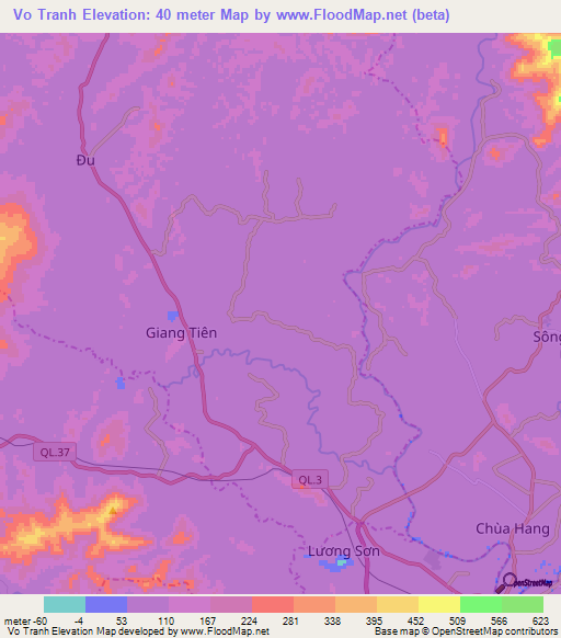 Vo Tranh,Vietnam Elevation Map