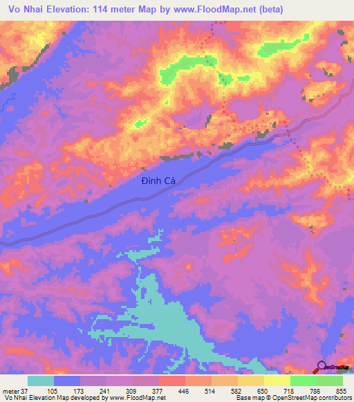 Vo Nhai,Vietnam Elevation Map