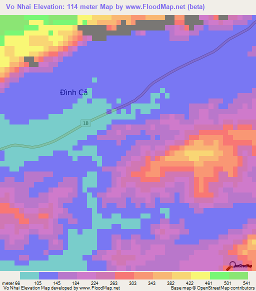 Vo Nhai,Vietnam Elevation Map