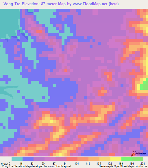 Vong Tre,Vietnam Elevation Map