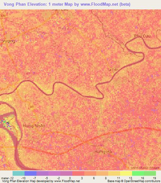 Vong Phan,Vietnam Elevation Map