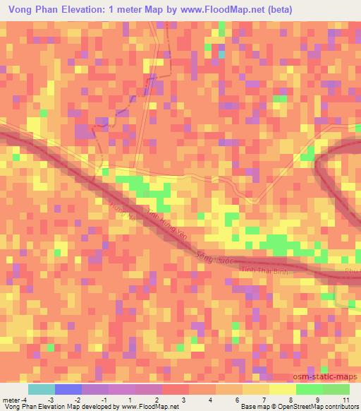 Vong Phan,Vietnam Elevation Map