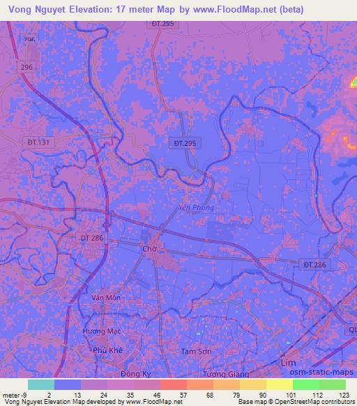 Vong Nguyet,Vietnam Elevation Map