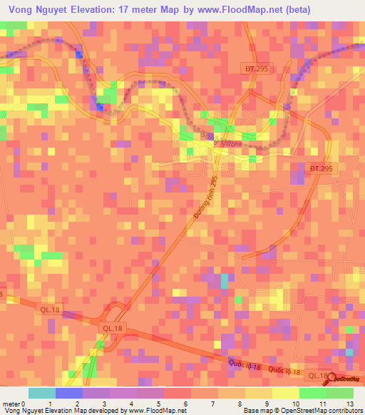 Vong Nguyet,Vietnam Elevation Map